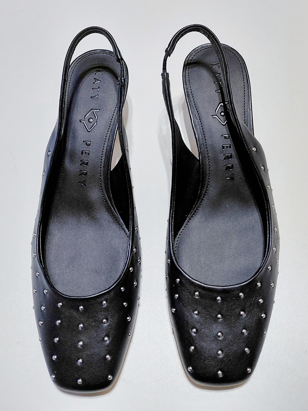 KATY PERRY Women's Black Laterr Studded Slingback Pumps Size 9M